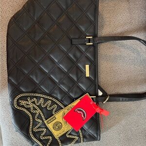 Sprayground Black and Gold Quilted Tote
